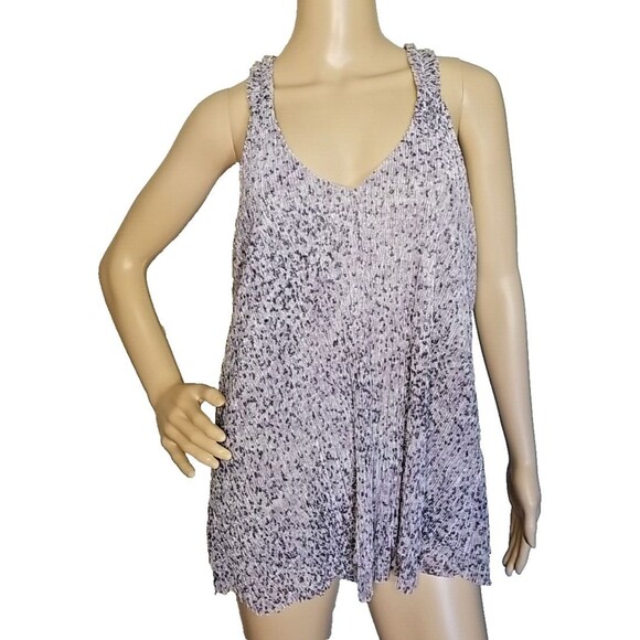 Anthropologie Shirt Womens Large Purple Silver Shimmer Tank Lightweight       T2 - Picture 1 of 10